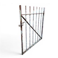 19th century wrought iron hand gate, with hinge loops and latch, in rustic white finish
