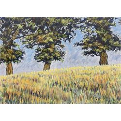 Paul Blackwell (Yorkshire Contemporary): 'The Three Trees', acrylic signed and dated '05, titled verso 29cm x 40cm  
Notes: Paul lives in Whitby and is a member of the Fylingdales Group of artists