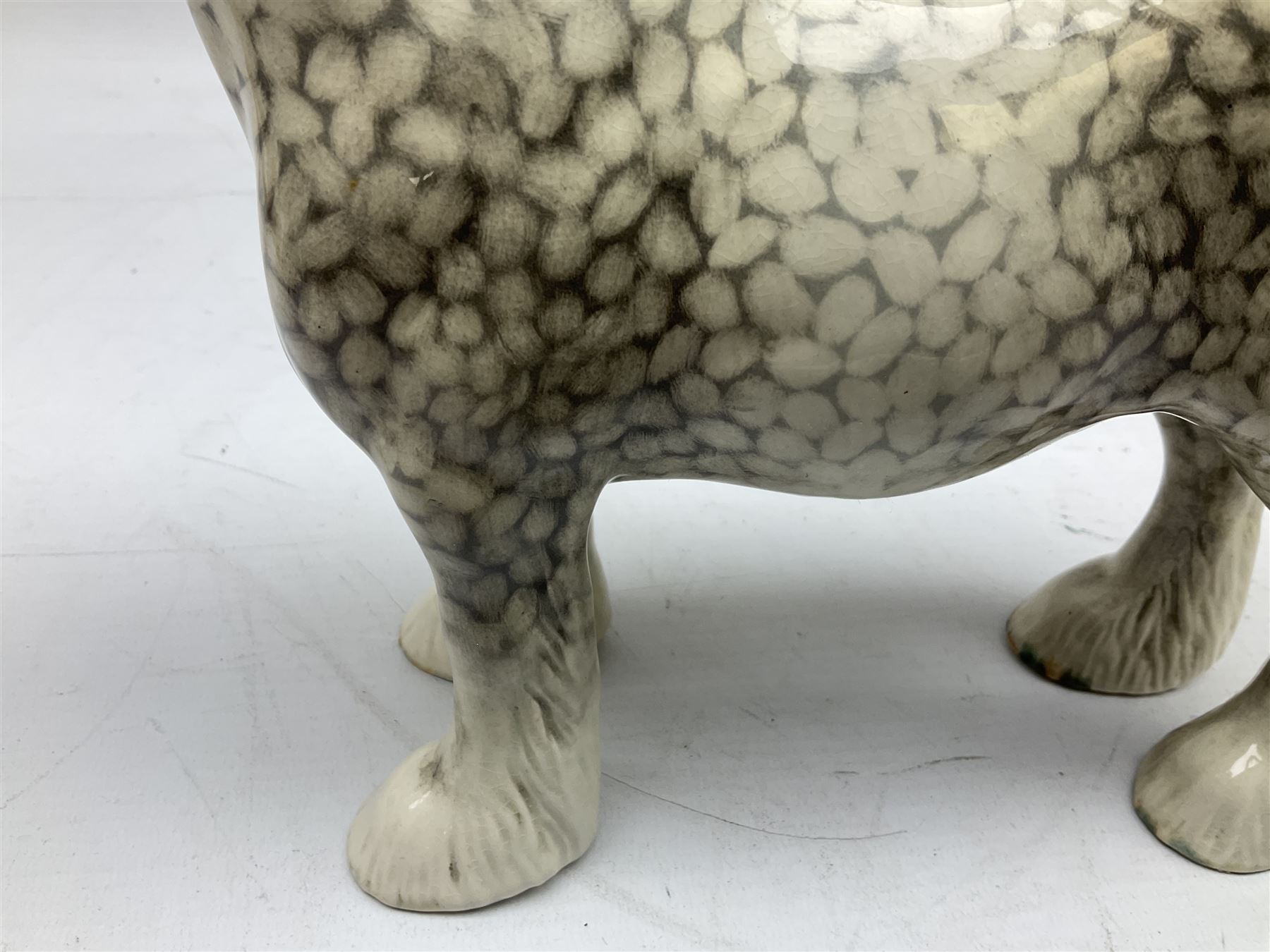 Beswick Shire horse in rocking horse grey no. 818, with printed mark beneath, H21cm