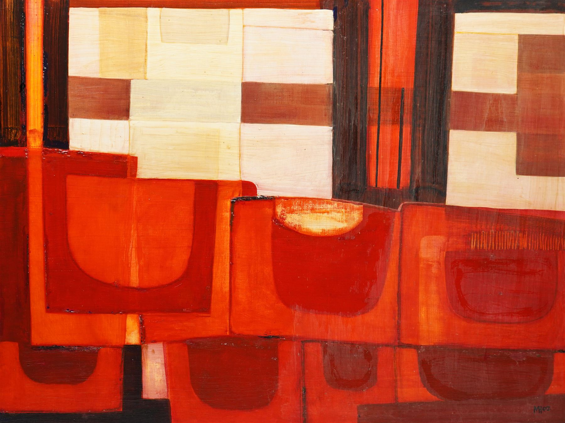Marcus Hammond (British 1967-): 'Guerilla Bay Interior NSW', oil on board signed with monogram and dated '02, titled on label verso 61cm x 81cm