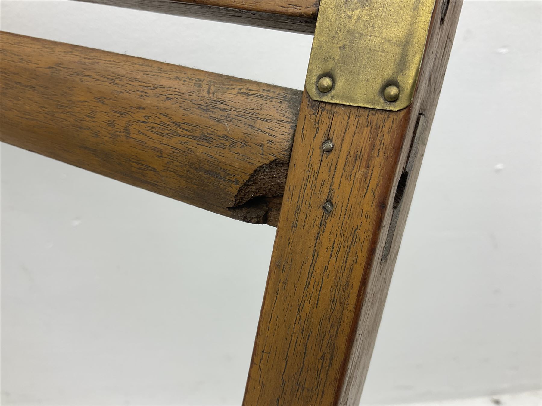 19th century folding brass mounted teak steamer chair 