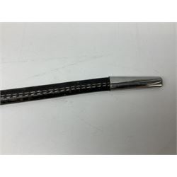 Replica knight's longsword, the 91.5cm double-edged steel blade with basket hilt and wire-bound bone grip with spherical pommel, in leather scabbard L112cm overall