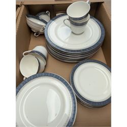 Pair of Staffordshire style dogs and Royal Doulton Sherbrooke part tea and dinner service, in two boxes