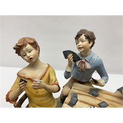 Capodimonte The Cheats, signed Zanella, together with another Capodimonte figure, H24cm  