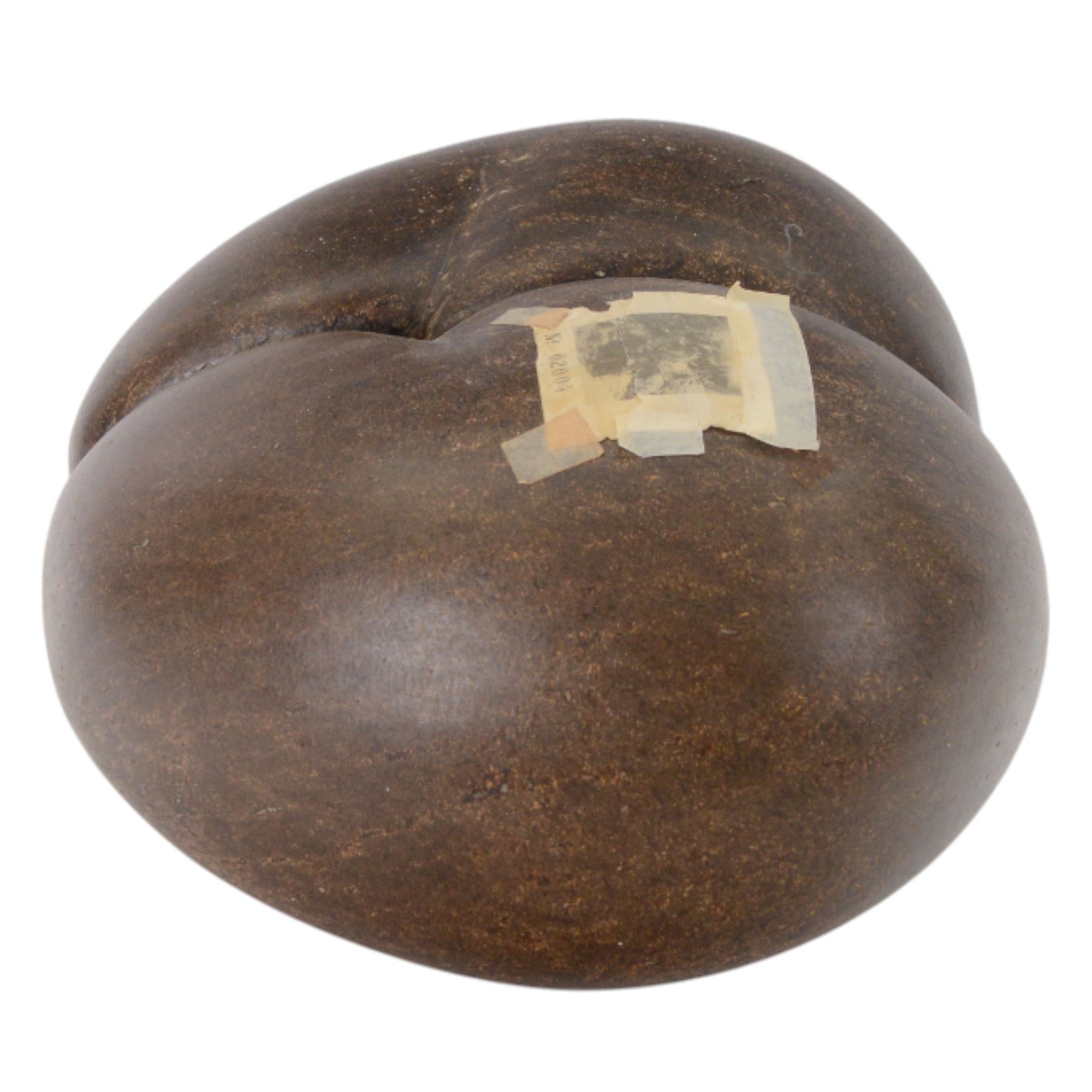 Coco De Mer (Lodoicea Maldivica) with license label, 1960/1970, Lodoicea, commonly known as the sea coconut, coco de mer, or double coconut, a seed of the palm family, from the islands of Praslin and Curieuse in the Seychelles