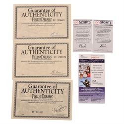 Five signed Rawlings baseballs, comprising Tom Glavine with HOF 2014 inscription, Mike Piazza, Sandy Koufax, Tom Seaver with HOF '92 inscription and Nolan Ryan with HOF '99 inscription, together with a signed Tampa Bay Devil Rays baseball, with acrylic cases and certificates of authenticity (6)