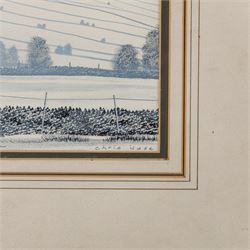 Chris Wade (British 1954-2008): 'Winter Evening - Bishopdale', mixed media signed, titled on label verso 21cm x 36cm