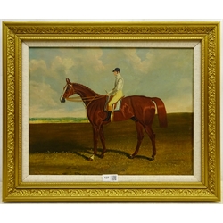 Circle of John Frederick Herring Snr. (British 1795-1865): 'Harkaway' - Race Horse Portrait, oil on canvas unsigned 32cm x 42cm
Notes: Harkaway a chestnut colt (1834-1859) was one of the nineteenth century's great racehorses, although he never contended for a classic race, and spent more time on the Irish turf than on England's racecourses. Referred to more than once as 
