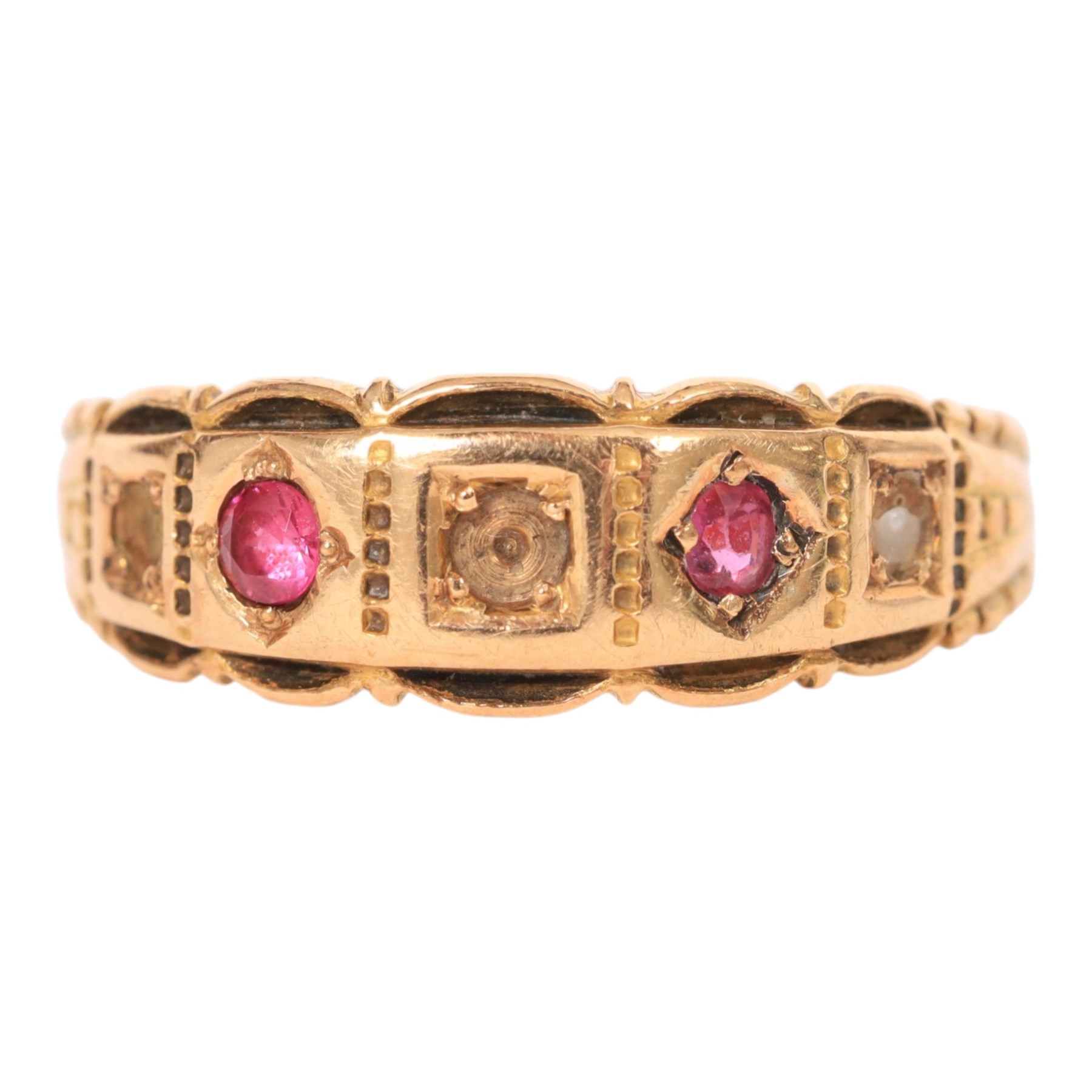 15ct gold stone set ring, hallmarked