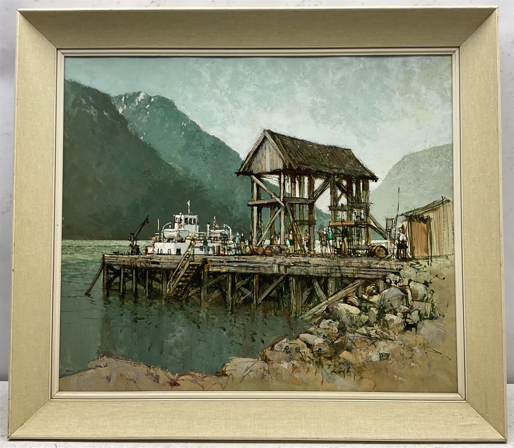 Harry Hudson Rodmell (British 1896-1984): 'Norwegian Ferry', oil on board signed, titled verso 55cm x 65cm 
Provenance: the artist was the vendor's great-uncle; never been on the market.