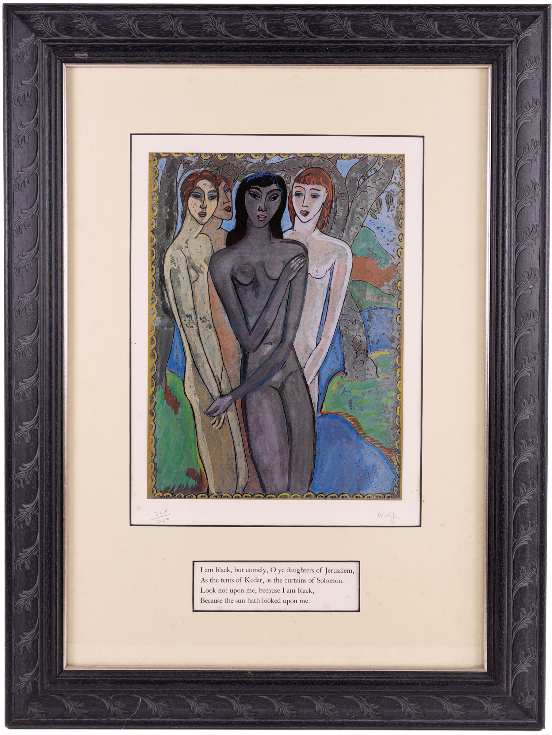 Edward Harris Wolfe (South African 1897-1982): 'Song of Songs', set of twelve limited edition lithographs on silvered paper each signed and numbered 228/250 in pencil, 36cm x 26cm, in matching frames (12)