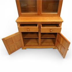 Unicornman - oak display bookcase on cupboard, Geoff Gell of Coxwold