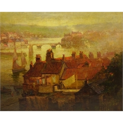 Julian Edward Drummond (British 1866-1911): Whitby Rooftops and Harbour, oil on canvas signed and dated 1903, 61cm x 75cm