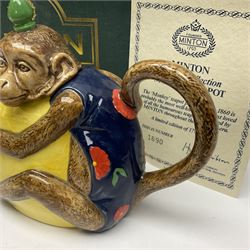 Minton Archive collection monkey teapot, limited edition 1690/1793, with certificate and original box