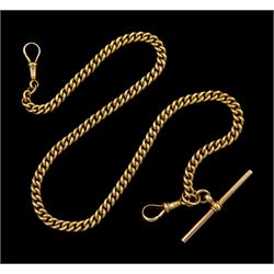 Early 20th century 9ct gold Albert chain with two clips by The Albion Chain Co, Birmingham 1921