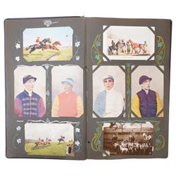 Early 20th century postcard album, belonging to Jockey John Edward (Jack) Leach, born Nov....