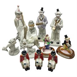 Collection of clown figures to include Wade examples, spanish ceramics etc, largest example H29cm