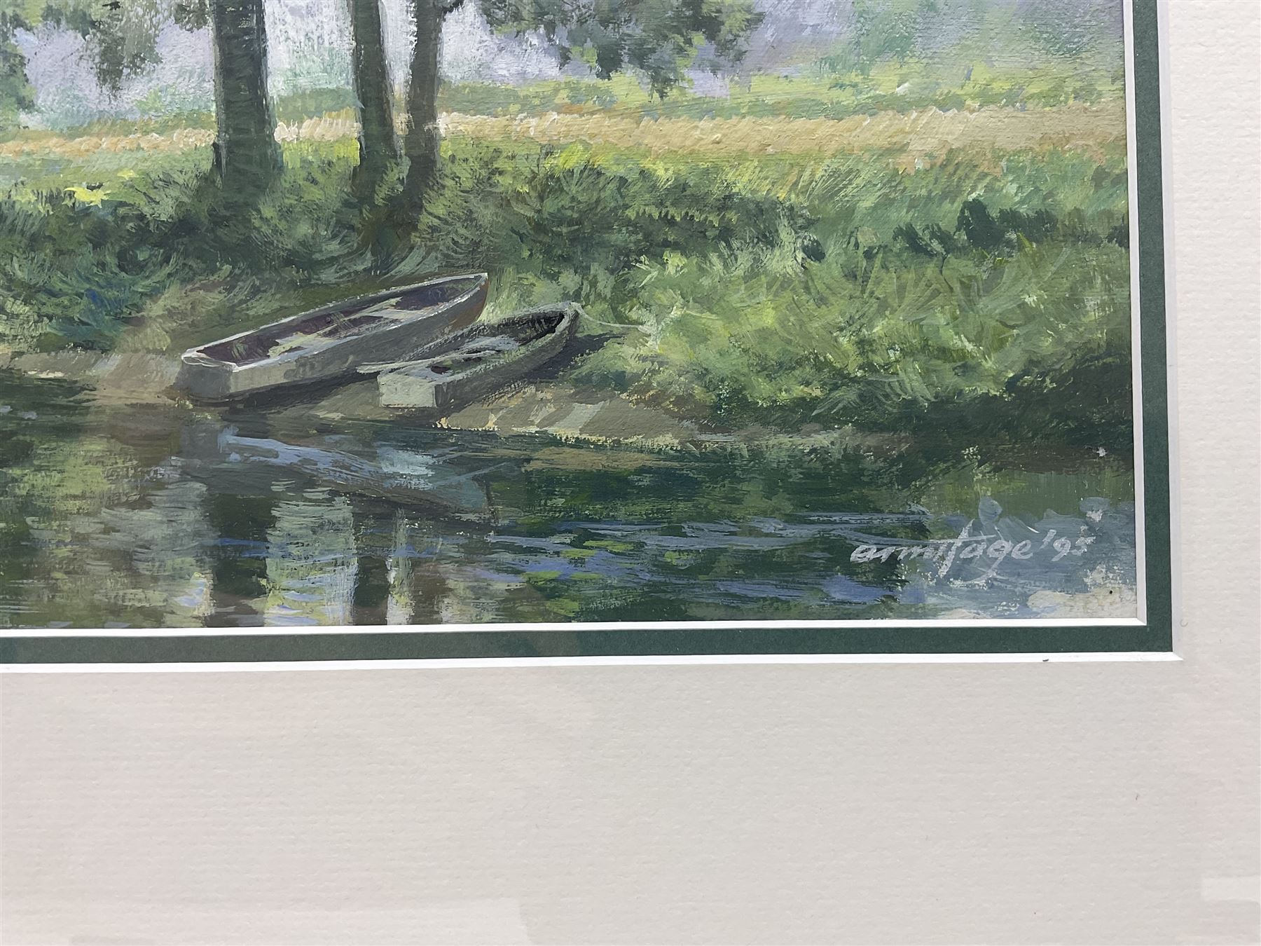 Alan Armitage (British 20th Century): Fishing on the Lake, oil on board signed and dated '95, 30cm x 49cm 