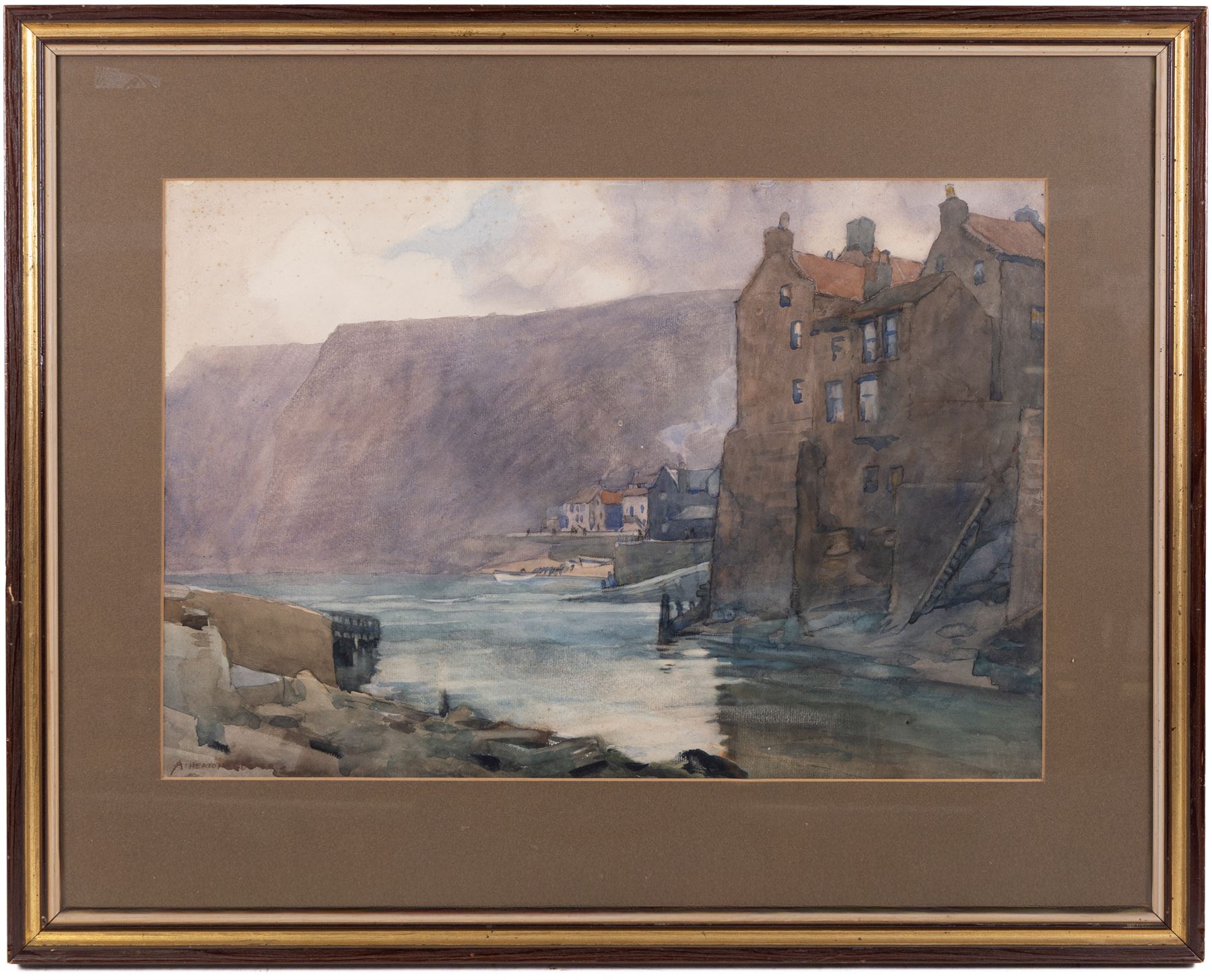Alfred Heaton Cooper (British 1863-1929): 'The Quayside at Staithes', watercolour signed, titled on printed label verso 38cm x 56cm 
Provenance: with The Heaton Cooper Studio, label verso