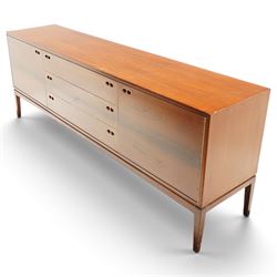 Robert Heritage (1927-2008) for Archie Shine - Large rosewood sideboard, with a central bank of three drawers flanked by a cupboard either side, raised on square tapering supports