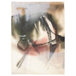 Willy Tirr (German 1915-1991): Abstract Boat on Water, watercolour signed 77cm x 56cm (unframed)