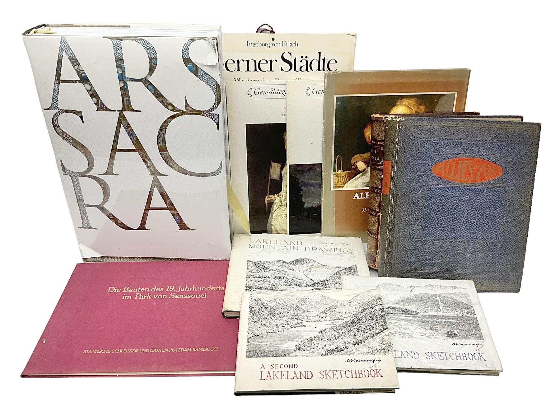 Group of art reference books and folios to include Ars Sacra Christian Art and Architecture of the Western World and Albert Anker 1831-1910, etc 
