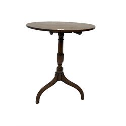Early 19th century mahogany tilt-top pedestal table, the circular top with reeded edge, raised on turned support with reeded tripod base