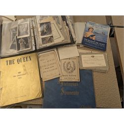 Collection of mostly Royal ephemera and commemorative memorabilia, including souvenir programmes, Royal Pedigrees, postcards, and newspaper reprints, etc, contained within a folder