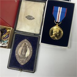 Medals, medallions and fobs including Queen Elizabeth II 'Golden Jubilee Medal 1952-2002', The Birmingham Mint 'Long Service and Good Conduct' medal, various modern medals etc. 