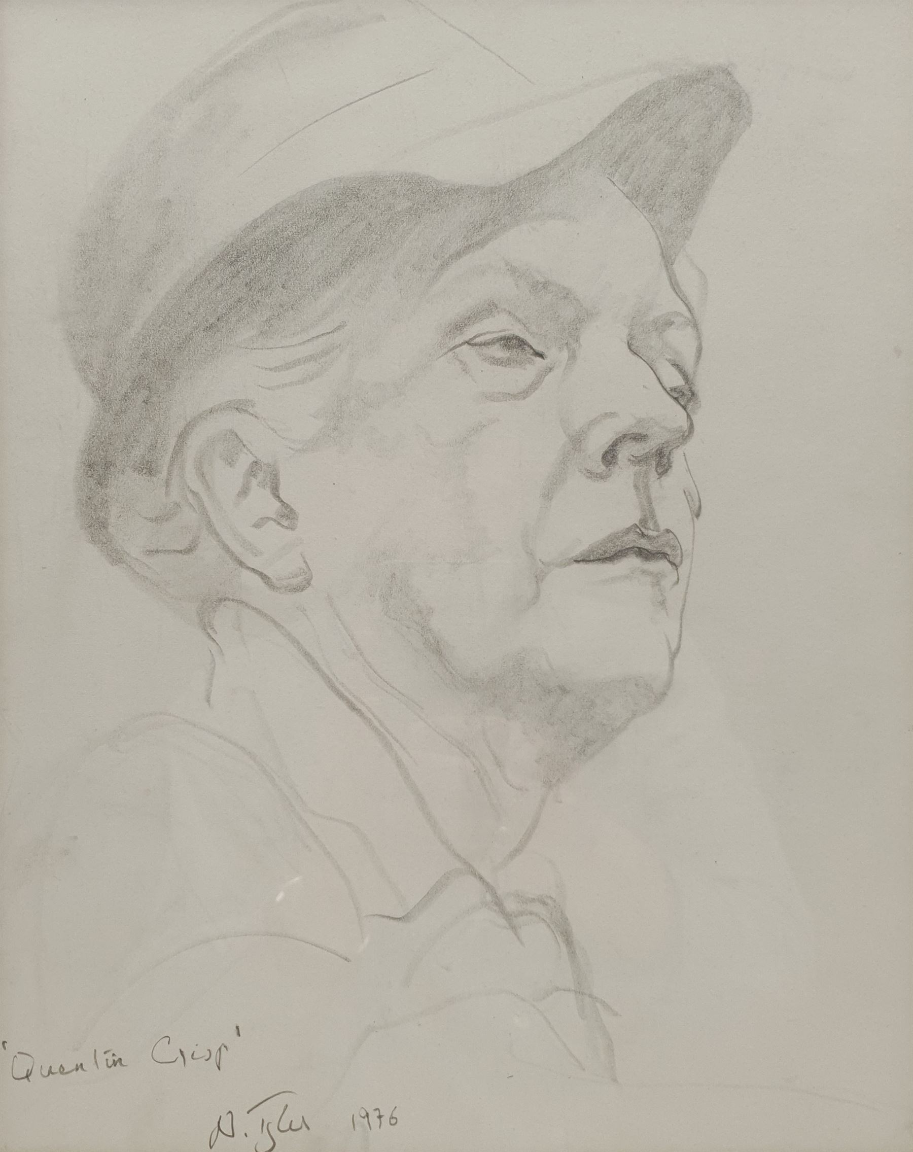 Neil Tyler (British 1945-): 'Quentin Crisp - The Naked Civil Servant', pencil signed titled and dated 1976, titled verso 32cm x 25cm