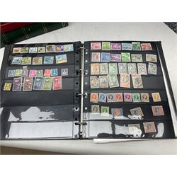 Stamps including Queen Victoria Queensland, modern Australia, King Edward VII Ceylon and Mauritius, South Africa, Gambia, Falkland Islands, Gold Coast, Ireland etc, housed in seven albums/folders and on loose album pages, in one box