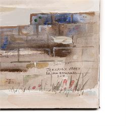 Brian Edwards (British 1944-): 'Jervaulx Abbey', mixed media on canvas signed titled and dated 2018, 40.5cm x 50.5cm (unframed)
Notes: Dr Brian Edwards is Emeritus Professor of Architecture at ECA Edinburgh University. He is the author of the book ‘Understanding Architecture through Drawing’, has exhibited at the Edinburgh Festival, the RSA and architecture section of the RA Summer Exhibition. As a retired architect, his paintings explore the interface between art and architecture