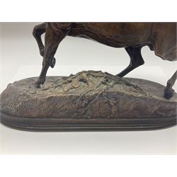 After P J Mene, bronze figure of a horse on a stepped oval base, H31cm 