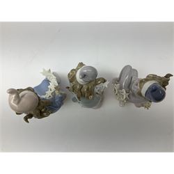 Lladro Star Bright Girl set, comprising Wishing on a Star no 1475, Starlight Starbright no 1476 and Stargazing  no 1477, all in original boxes, largest example H19cm