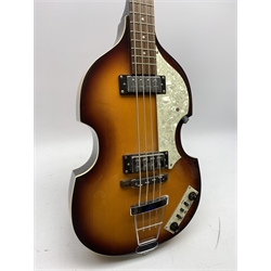 Hofner B-Bass Hi-Series 1960s style electric violin type bass guitar with two-piece maple back and ribs and spruce top L111cm, in soft carrying case