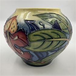 Moorcroft  vase, of squat form, decorated in the 'Simeon' pattern by Philip Gibson, dated 1999, H11.5cm 