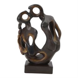 Bronzed 'Wedding Rings' sculpture after Jan Martel, H35cm