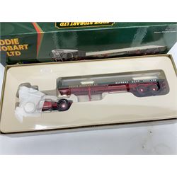 Corgi Eddie Stobart - limited edition CC12610 Scammell Crusader 3 Axle Low loader, CC12502 Atkinson Borderer Flatbed Trailer and AA30008 Douglas DC-3 Aircraft; TY99158 5-Piece Superhauler Set; and M6 Motorway Set; all boxed (5)