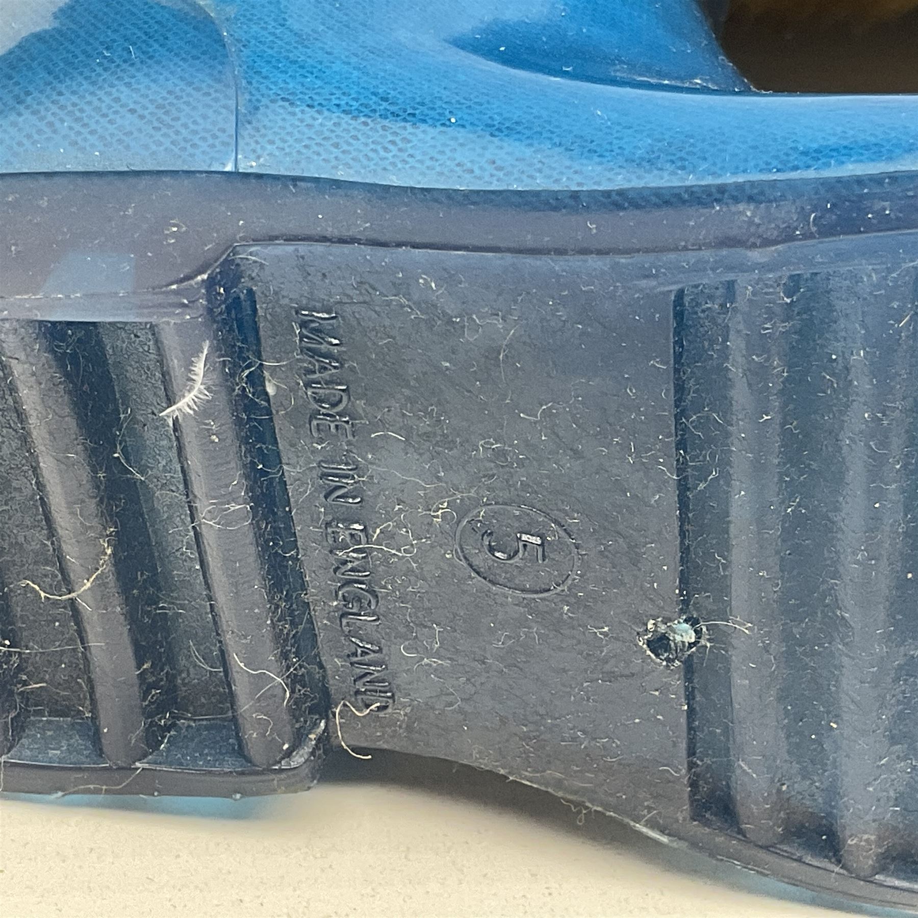 Paddington Bear with plush covered body, brown felt hat, pale blue duffle coat and blue wellingtons H54cm
