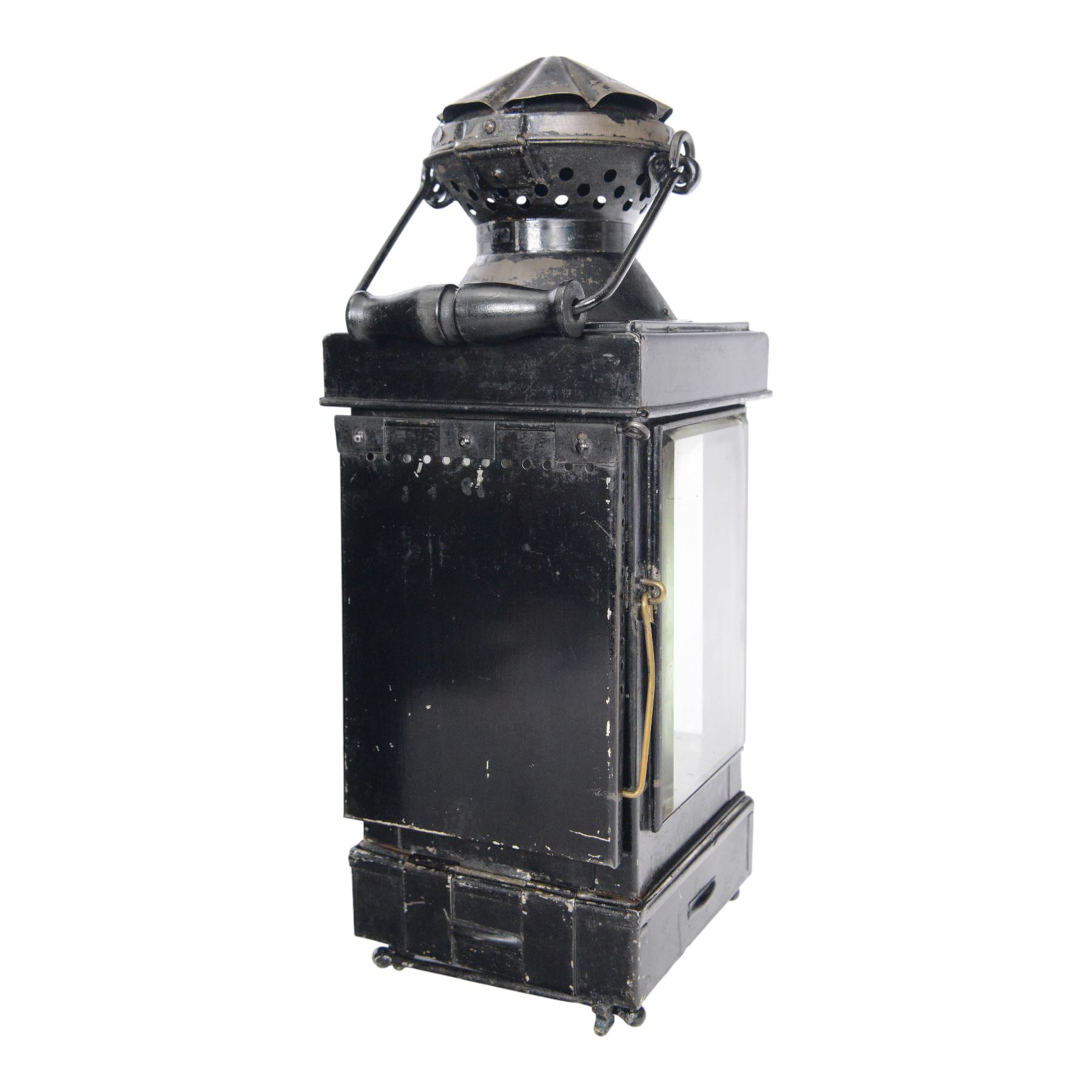 WWI British Officers paraffin lamp by JC & W Lord, Birmingham, complete with carrying case containing fuel can, together with a military issued Bialladin lamp with broad arrow marked 1955