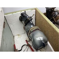 Melba Ware Shire horse figure and two similar, and four wood carts