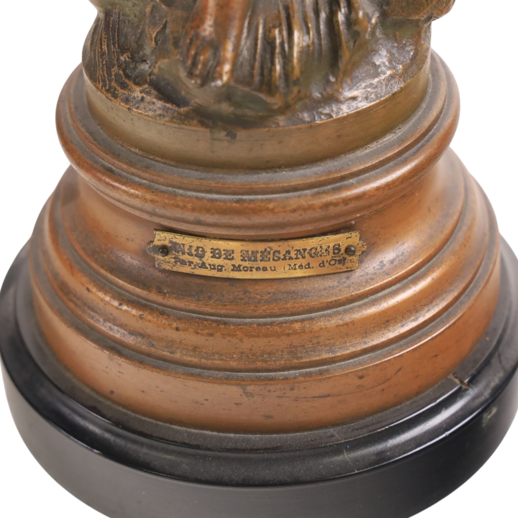After Moreau, pair of spelter figures Les Bles and Nid de Mesanges