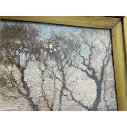 English School (20th century): Horse and Rider at Sunset, oil on canvas unsigned 24cm x 35cm