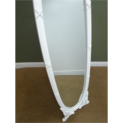  Ornate white finish dressing mirror with classical swag, H162cm, W48cm  
