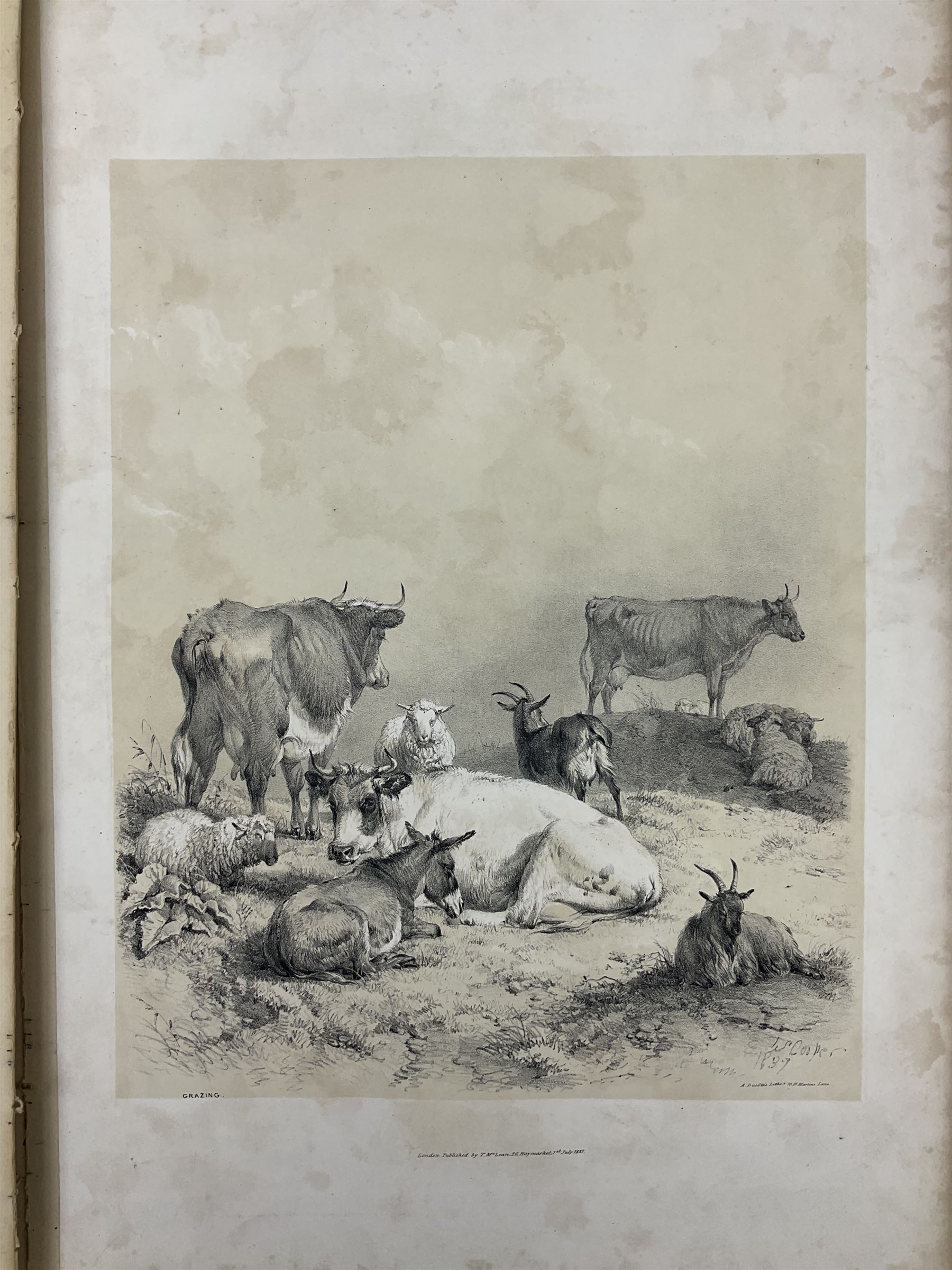 Thomas Sidney Cooper (British 1803-1902): 'Cooper's Designs for Cattle Pictures, Thirty Four Subjects of Cattle &co Designs for Pictures', London, published by T McLean, Ackermann & Co and C Tilt, 1837, with thirty two plates 