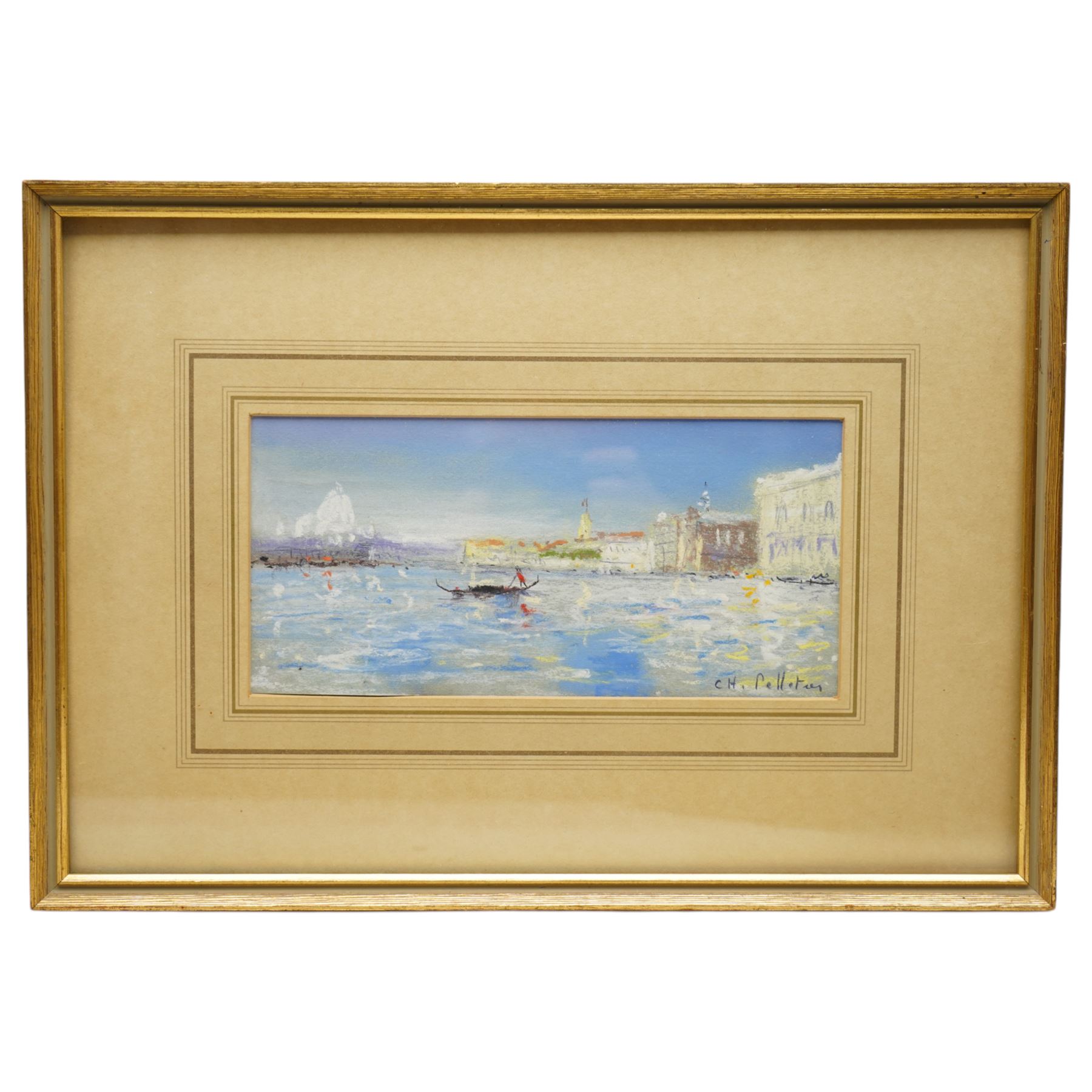 Charles Pelletier (British 1922-2005): Venice Grand Canal, pastel signed 13cm x 28cm