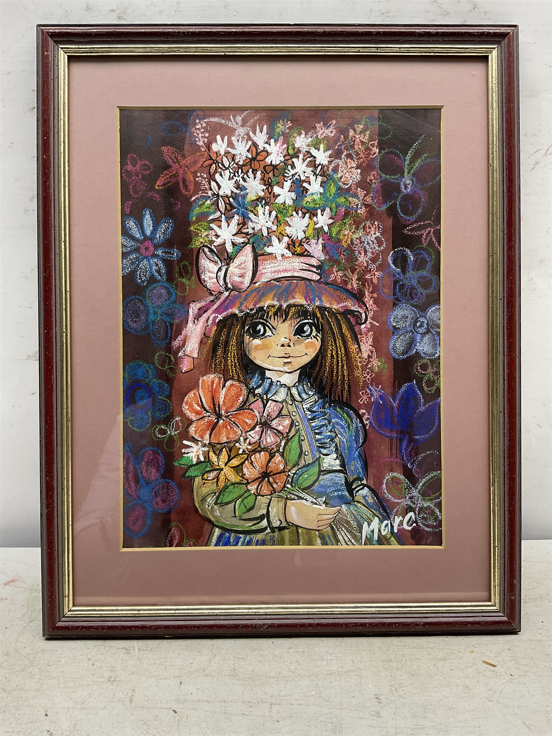 Charles Mark Edward Boxer 'Marc' (British 1931-1988): Girl with Flowers, watercolour and pastel signed 32cm x 23cm 
Provenance: private local collection, purchased David Duggleby Ltd 19th May 2007 Lot 44