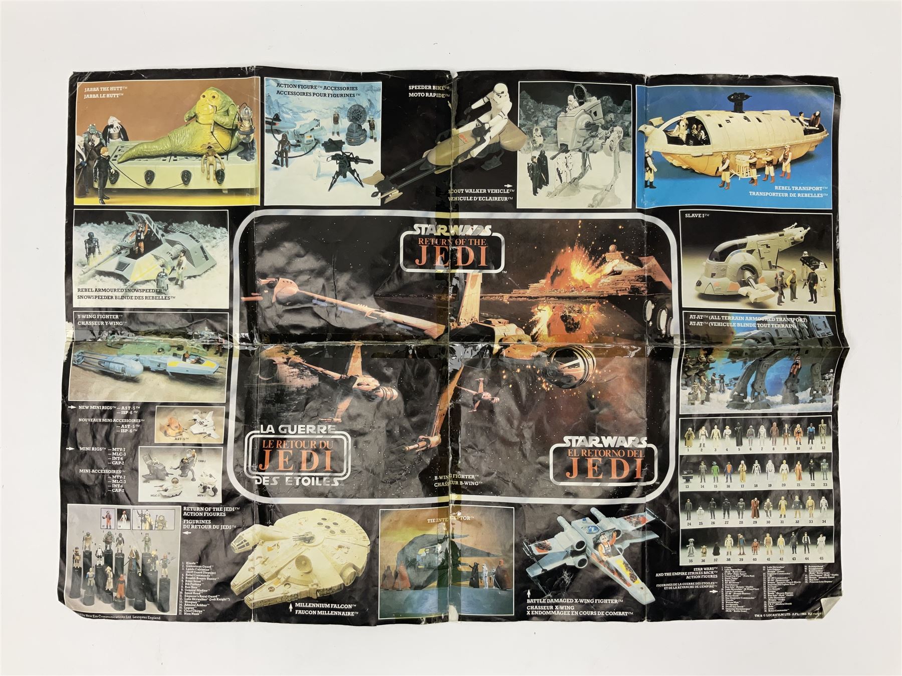 Star Wars - Darth Vader TIE-fighter; Darth Vader head and shoulder shaped figure collection box; 1983 & 1984 Return of the Jedi Annuals; Read Along Book and Tapes; and two posters