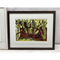 Shirley Fletcher (Northern British Conteporary): 'Jug and Lemon' and A Forest, two collographs, the former signed titled and numbered 4/20 in pencil 28cm x 35cm and 23cm x 32cm (2)