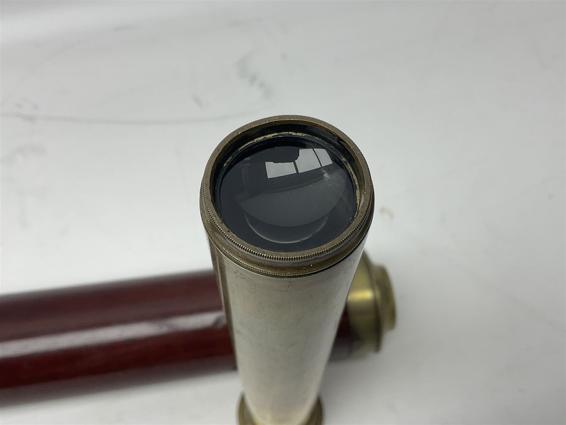 G Adams of London, single draw mahogany bound brass telescope, engraved G Adams of London, extended L116cm